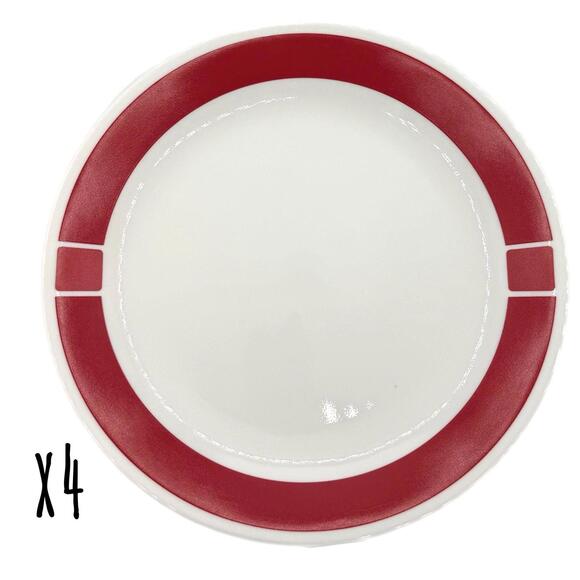 Set of 4 Vintage Corelle Urban Red 10.25” Dinner Plates